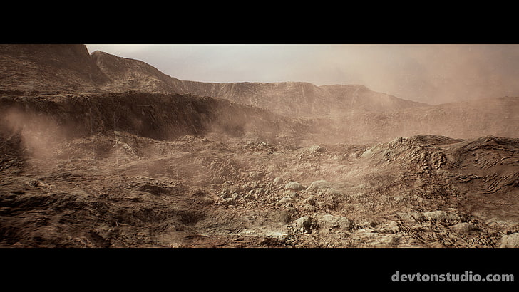 desert, CGI, environment, scenics - nature, mountain, no people, HD wallpaper