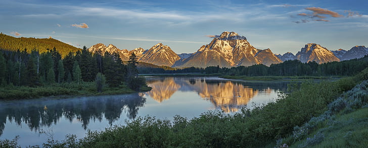 body of water and gray mountain during day time, grand teton national park, grand teton national park, HD wallpaper