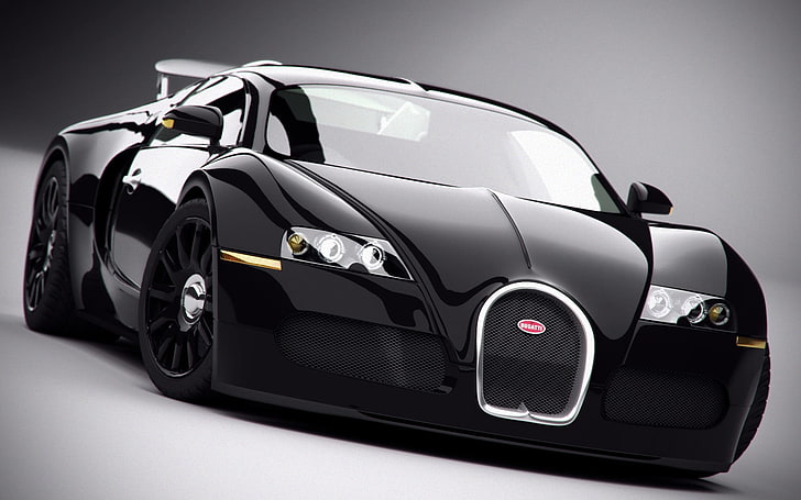 black Mercedes-Benz car, Bugatti Veyron, motor vehicle, transportation