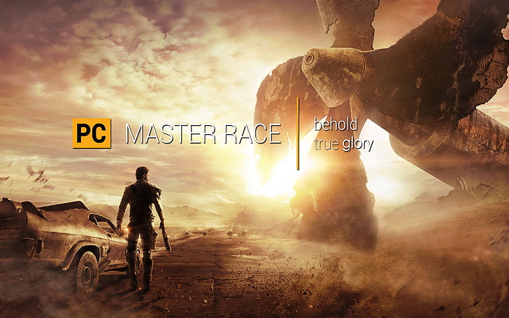 Mad Max digital wallpaper, Mad Max (game), real people, men, sky