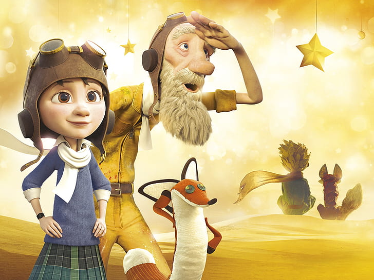 The Little Prince 2015 cartoon movie, three 3d characters movie