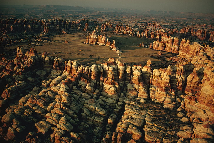 brown mountain range, nature, landscape, desert, rock formation, HD wallpaper