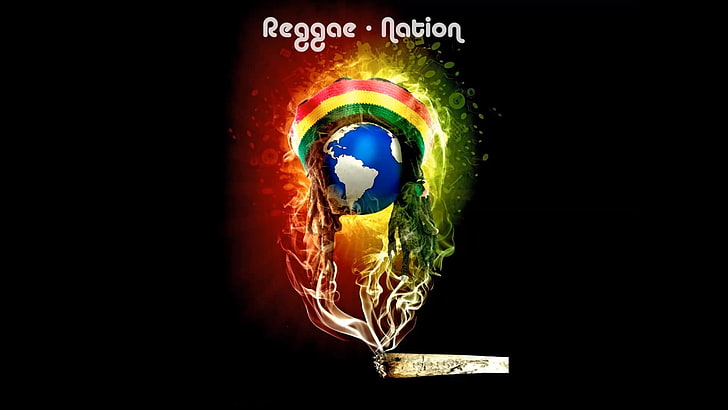 Reggae Nation illustration screenshot, smoke, nations, Bob Marley, HD wallpaper