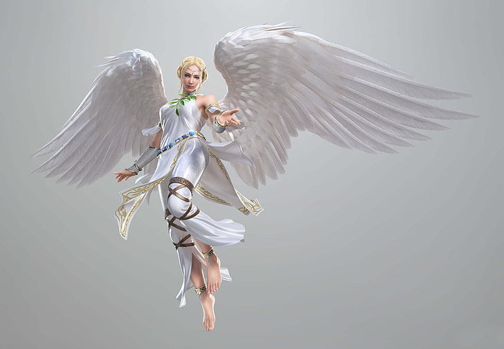 female angel illustration, video games, Tekken, flying, animal