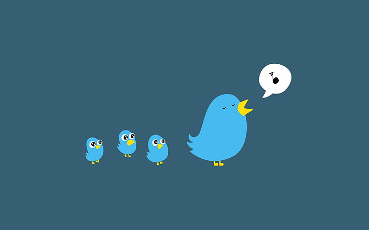 Twitter Family, four blue bird illustration, Computers, Others, HD wallpaper