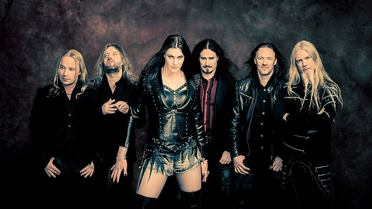 men's black leather jacket, music, Nightwish, symphonic metal