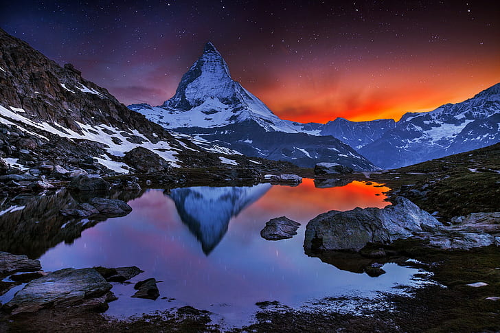 Matterhorn amazing mountain, snowy mountain photo, hd, nature, HD wallpaper