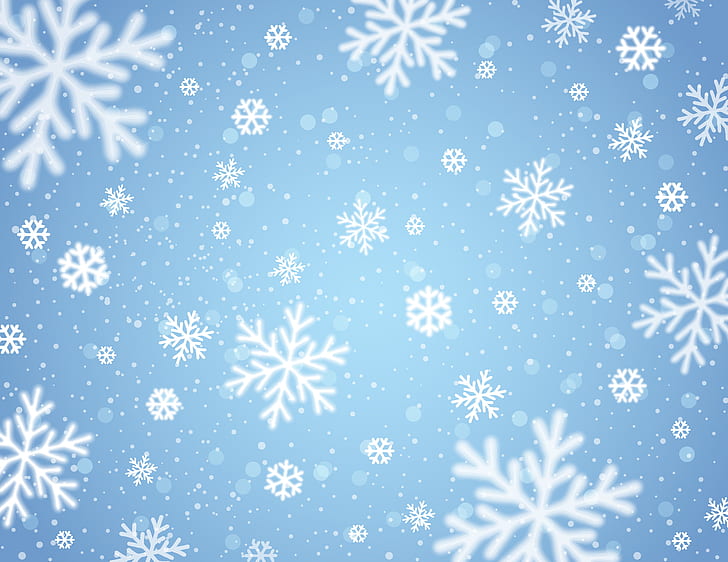 winter, snowflakes, background, HD wallpaper