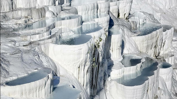 ice glaciers, landscape, Pamukkale, cold temperature, winter