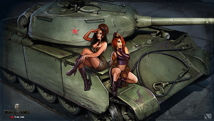 World of Tanks poster, girls, figure, art, Soviet, average, tankistki