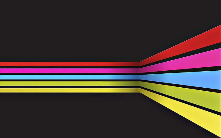 red, pink, blue, and yellow stripe wallpaper, abstraction, paint, HD wallpaper