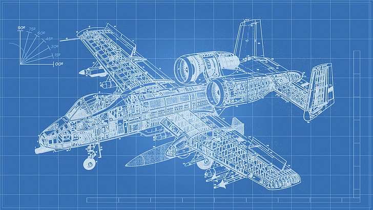 Fairchild Republic A-10 Thunderbolt II, engineering, blueprints, HD wallpaper
