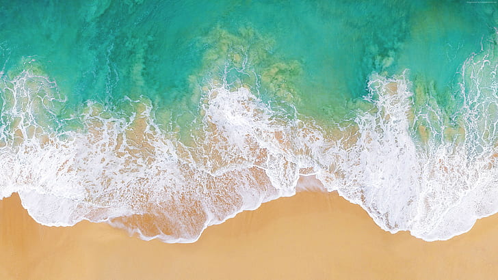 beach, iOS 11, ocean, 5k, 4k, HD wallpaper