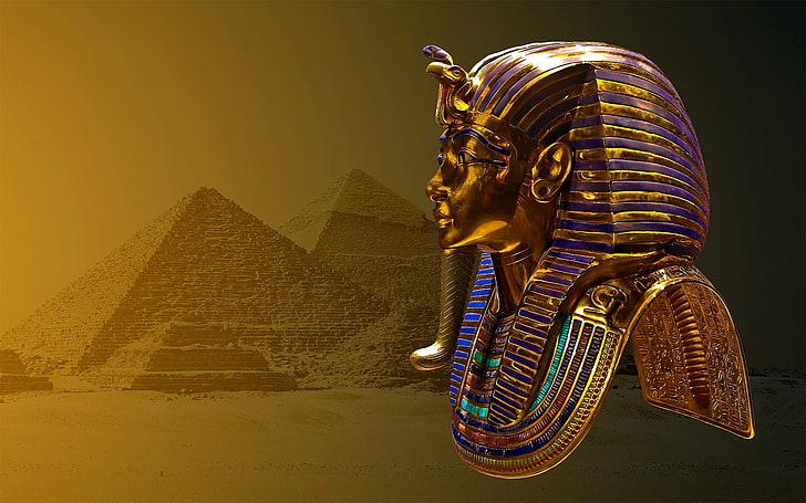 egypt, mask, pyramid, tutankhamun, architecture, the past, history, HD wallpaper