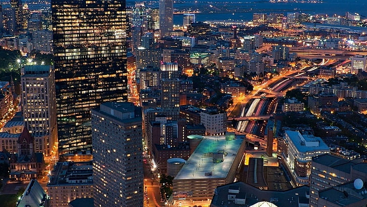 boston, metropolitan area, cityscape, street, metropolis, skyline, HD wallpaper
