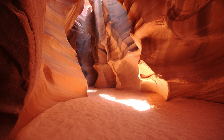 sand, cave, sunlight, rock formation, geology, rock - object, HD wallpaper