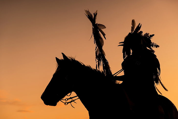 Photography, Native American, Horse, Silhouette