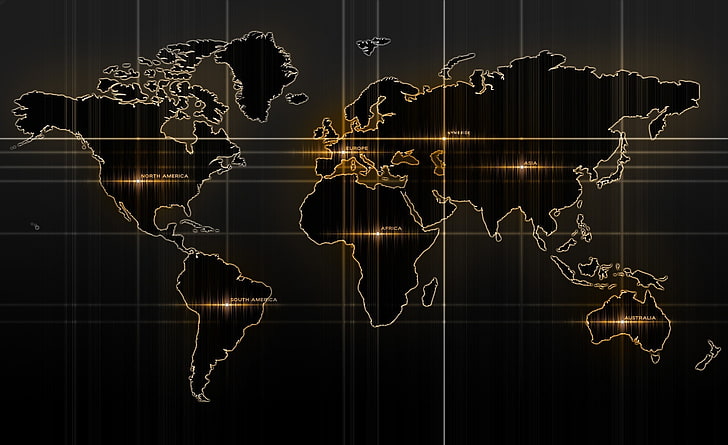 World Map Yellow, black map illustration, Travel, Maps, no people, HD wallpaper