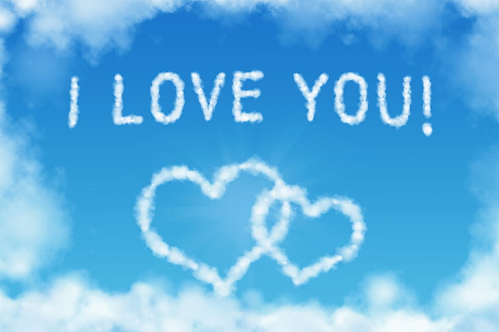 I Love You, 4K, Clouds, HD wallpaper
