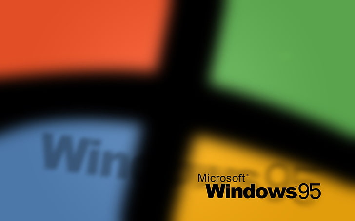 Microsoft Windows 95 logo, operating system, vintage, text, western script, HD wallpaper