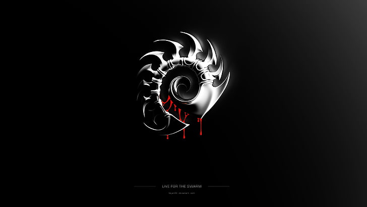 grey and red logo, Starcraft II, Zerg, minimalism, video games, HD wallpaper