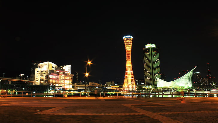 urban, cityscape, ports, kobe port tower, kobe (city), Japan, HD wallpaper
