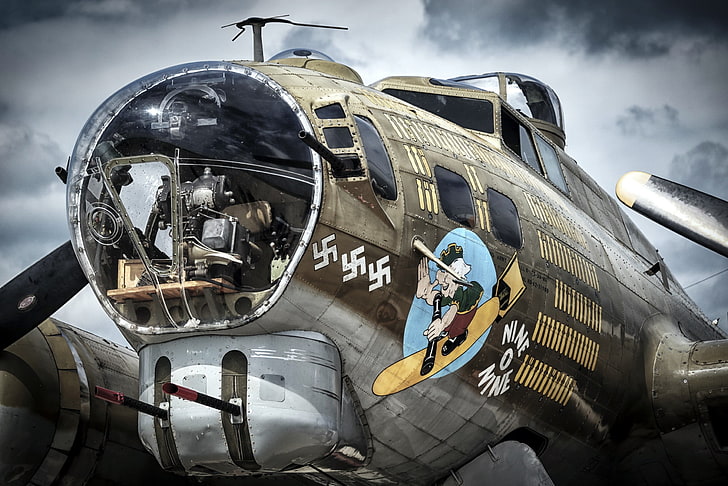 brown and gray airplane, aircraft, Boeing B-17 Flying Fortress