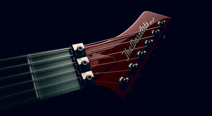 Electric Guitar Headstock Design, Music, Dark, Glossy, instrument, HD wallpaper