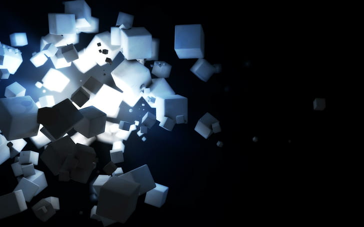 White Blox, black, blocks, 3d and abstract