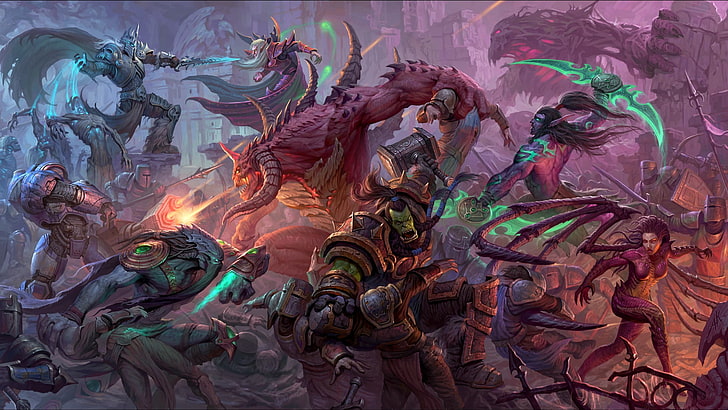 DOTA characters illustration, heroes of the storm, Thrall, Lich King, HD wallpaper