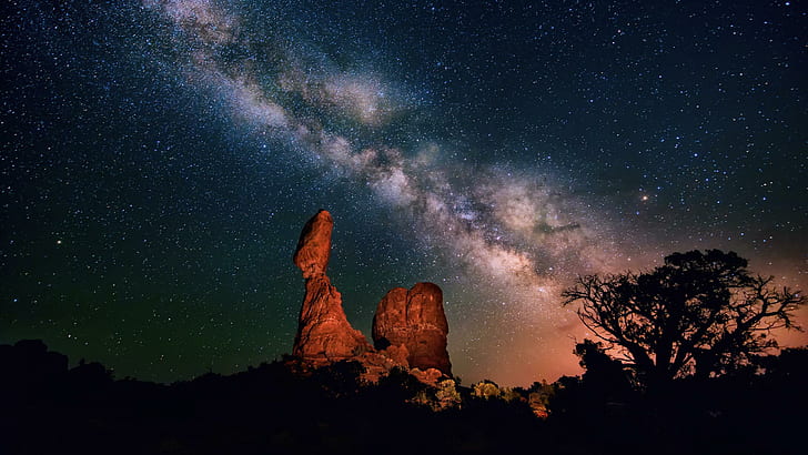 Night-Sky-Stars-Milky-Way-Desert-Bryce Canyon National Park-Utah-United States-Wallpaper For PC-Tablet And Mobile Download-2560×1440, HD wallpaper
