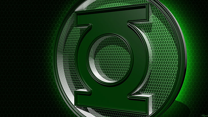 Green Lantern logo wallpaper, comics, artwork, circle, geometric shape