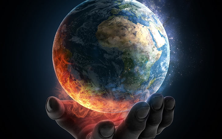 planet earth digital wallpaper, destruction, humanity, planet - Space, HD wallpaper
