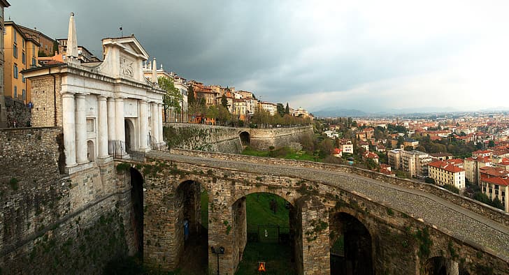 Bridge, Panorama, Italy, Italia, Lombardia, Lombardy, Bergamo, HD wallpaper