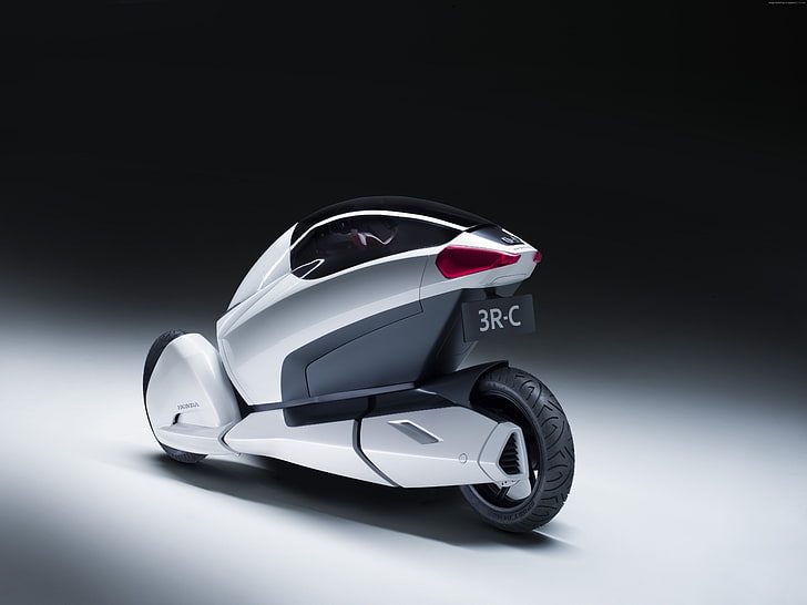 concept, Honda 3R-C, bike, electric cars, three-wheeled, back, HD wallpaper