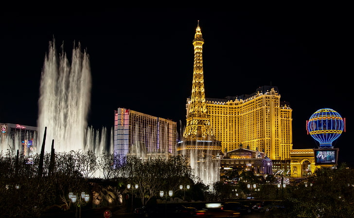 Paris Las Vegas, city landscape, United States, Nevada, Fountain, HD wallpaper