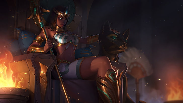 cat, League Of Legends, nidalee league of legends, pharaoh