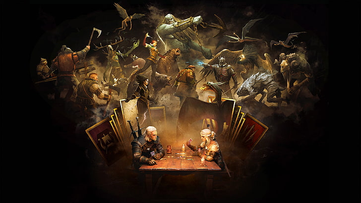 The Witcher Geralt digital wallpaper, Gwent, The Witcher 3: Wild Hunt