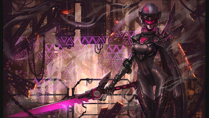 cyberpunk, Fiora (League of Legends), women, HD wallpaper