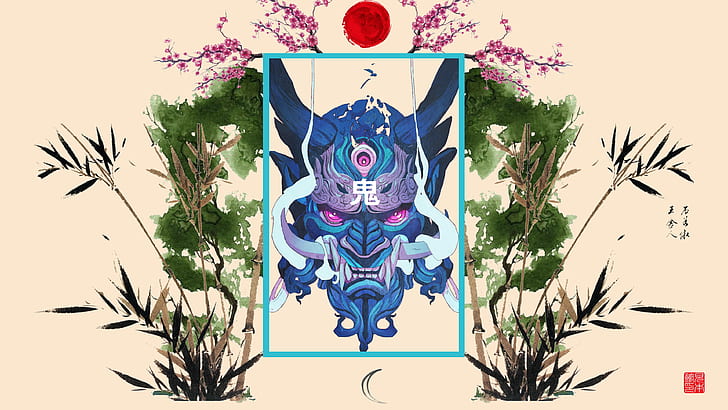 samurai, digital art, Asia, simple background, artwork, Japan, HD wallpaper