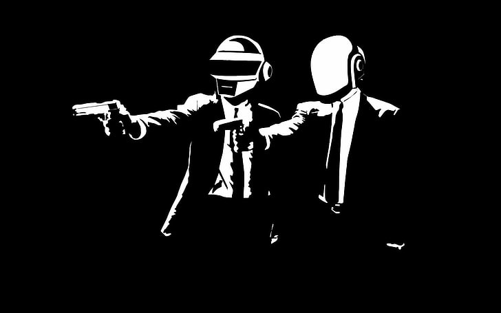 Daft Punk, Pulp Fiction, Pulp Fiction (parody), music, black background, HD wallpaper