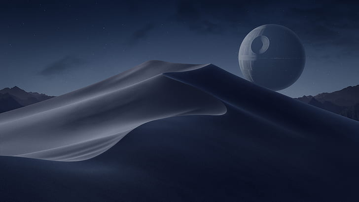 dune, night, sand, Death Star, Star Wars