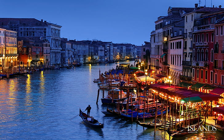 Italy, landscape, Venice, boat, city, house, building, water