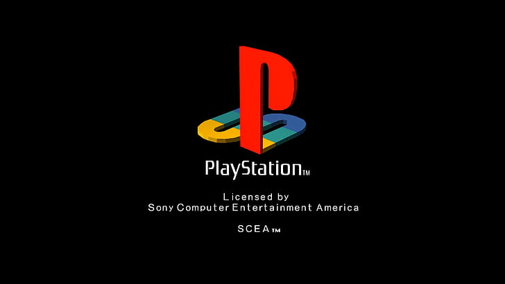 Sony Playstation, game logo, Play Station, dark, video games