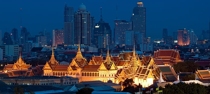 Thailand, city, Bangkok, landscape, perspective, building, architecture, HD wallpaper