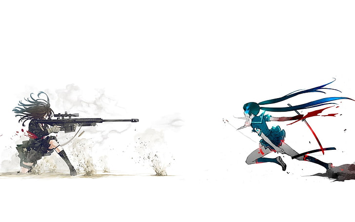 black rock shooter katana weapons blue hair blade scar anime girls 1920x1080  Anime Hot Anime HD Art, HD wallpaper