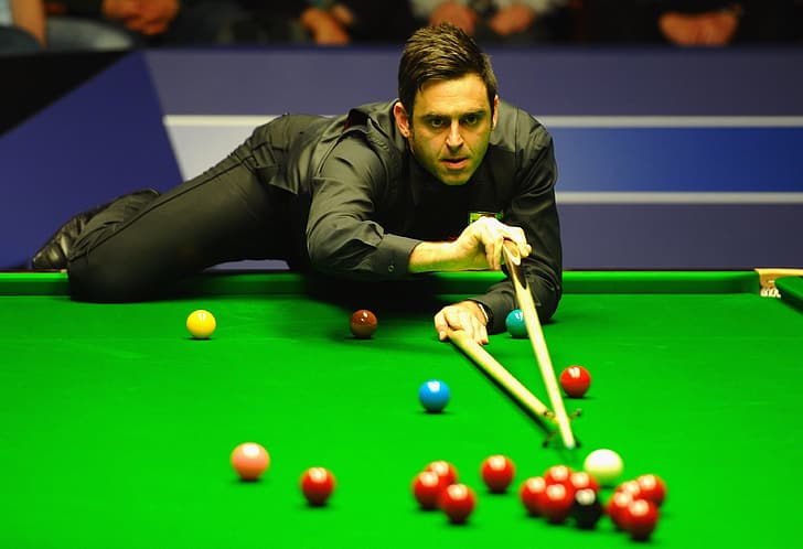 Snooker, pool balls, pool table, looking at viewer, Ronnie O'Sullivan, HD wallpaper