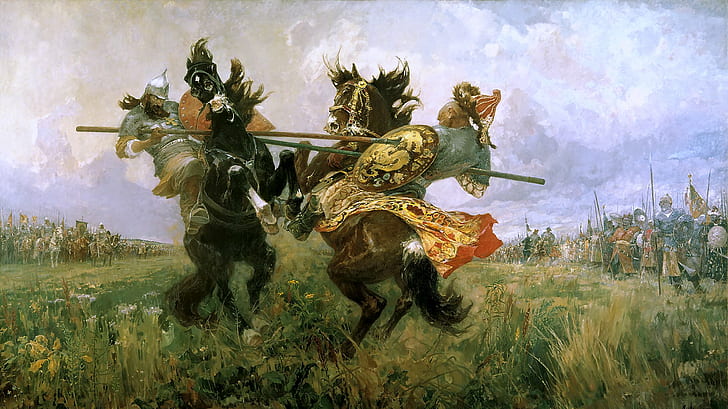 Combat, Lance, Mikhail Ivanovich Avilov, mongols, Russian, war, HD wallpaper