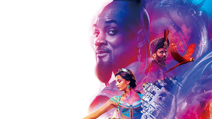 Movie, Aladdin (2019), Jafar, Marwan Kenzari, Naomi Scott, Princess Jasmine, HD wallpaper