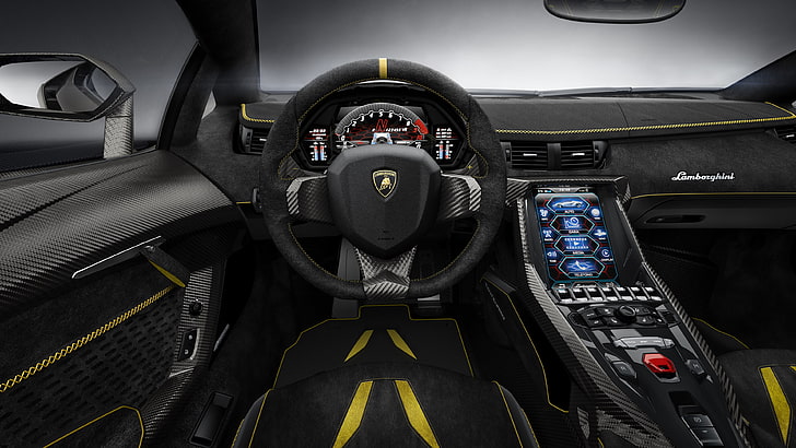 black Lamborghini steering wheel, Lamborghini Centenario LP770-4
